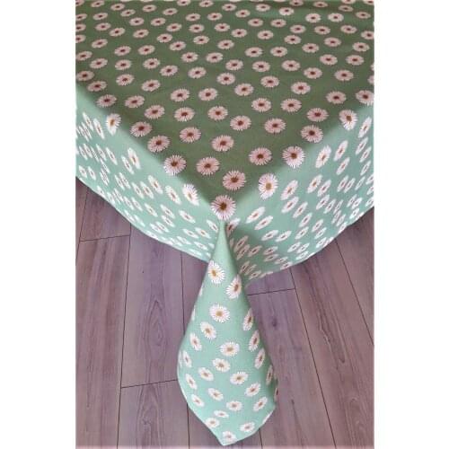 100% Cotton Linen Look Daisy Batik Pattern Green Tablecloth Wedding,Party,Sofa Cover Turkish Cotton For Rectangular Table