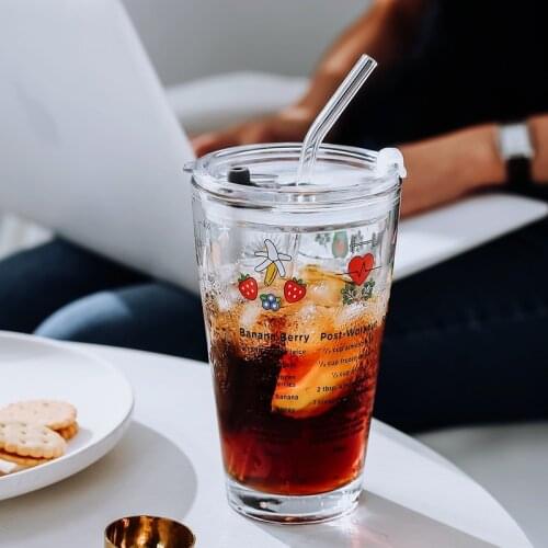 Drinking Glasses Heat-resistant Milk Coffee Juice Tea Cup Small Daisy Print Wedding Glass Cup With Lid With Straw