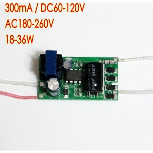 High efficiency 300mA 18-36*1W DC 60V ~ 120V Led Driver 18W 20W 24W 25W 30W 36W Power Supply AC 220V for LED lights