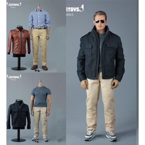 In Stock VORTOYS V1017 V1018 1/6 Mens Soldier Retro Leather Jacket Tooling Jacket Set 12 Inch Man Action Figure