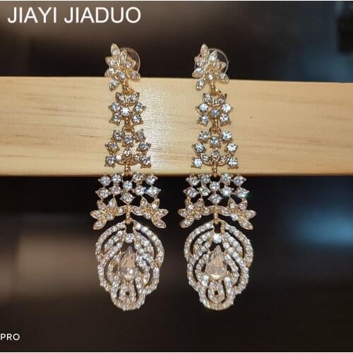 Jewelry Earrings Womens Bridal Jewelry Earrings Gold Color Long Earrings Noble Dress Accessories