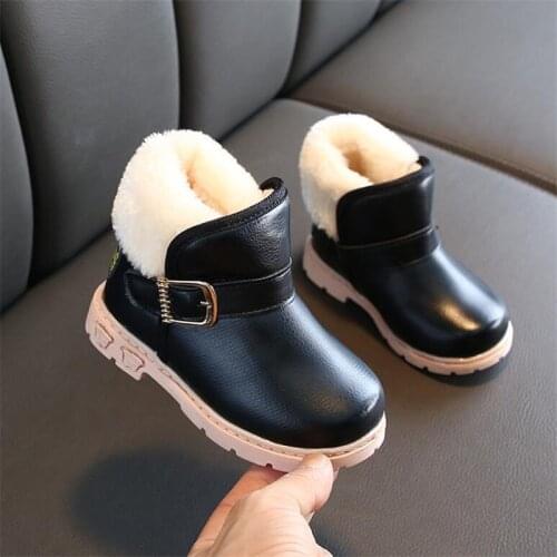 Winter Warm Kid Snow Boots Shoes Plush Thicker Sole Boys Girls Snow Boots Shoes Size 21-30 Baby Toddler Shoes