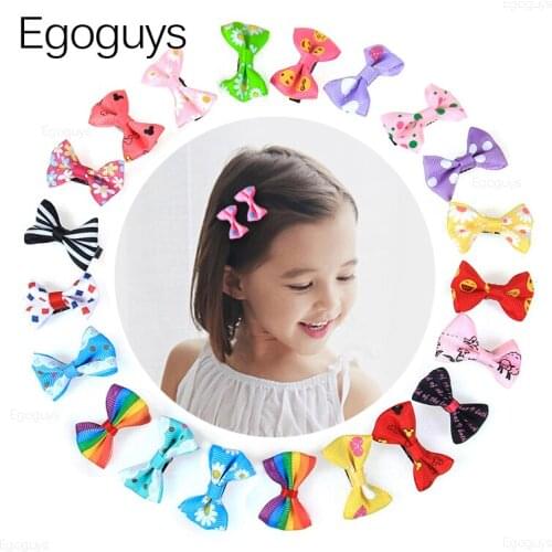 10PCS Cute Cartoon Kids Hair Clip Bands Candy Color Rainbow Rope Hairpin Girl Bowknot Duckbill Barrettes Children Cloth Headwear