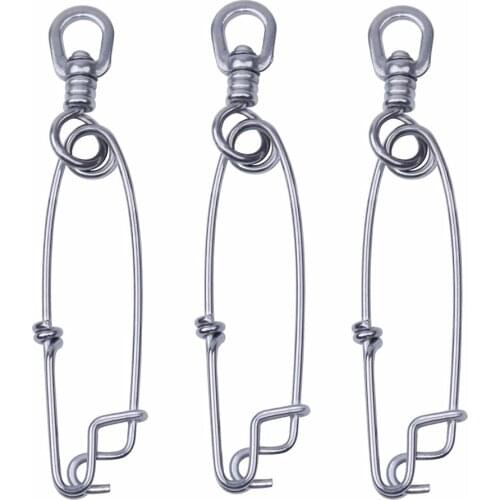 10pcs Longline Branch Hangers Swivels Stainless Steel Floatline Tuna Clip Snap Strong Fishing Connectors Test 400LB-1100LB