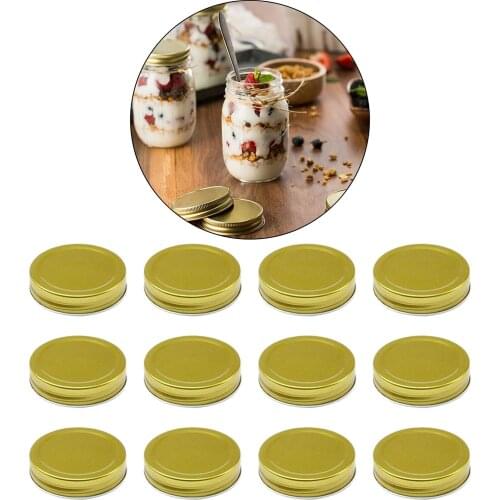 12pcs Regular Wide Mouth Storage Caps Mason Solid Lids Sealing Tightness Secure