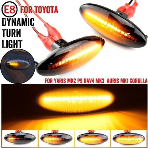 2Pcs For Toyota Yaris COROLLA Auris Mk1 E15 RAV4 Mk3 Dynamic Blinker LED Turn Signal Light Flasher Side Marker Lamp Car Styling