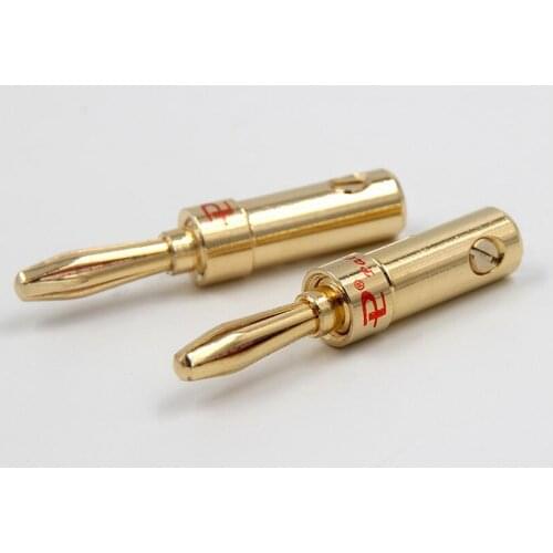 2pcs copper gold plated speaker cable 4mm banana plug Speaker wire connector