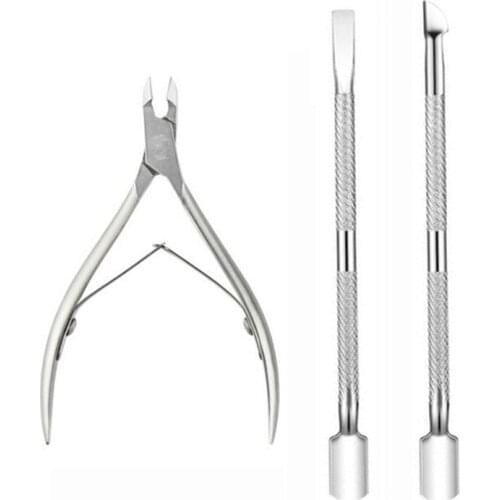3pcs/set Stainless Steel Nail Cuticle Scissors Pushers Dead Skin Remover Nail Nippers Cutter Nail Art Manicure Tools