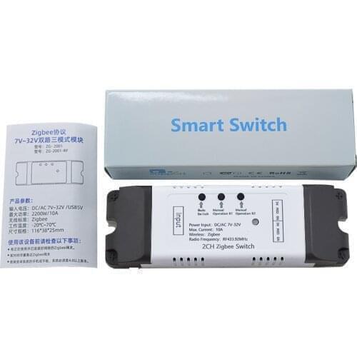 3X 2CH DC5-32v ZigBee Relay Module Remote Control Light Switch Vioce Alexa Google Home Sonoff/Tuya Smart Hub Gateway Bridge