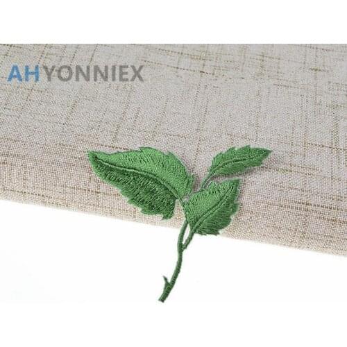 1 PCS Green Color Leaf Patches Iron On Embroidered Patch Applique for Garment T Shirts Pants Bags DIY Craft Supplies