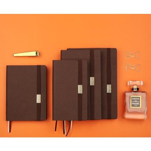 Bandage PU soft Leather surface Notebook Dark brown Business Office School Blank Paper Line Dotted Multi-function Diary agenda