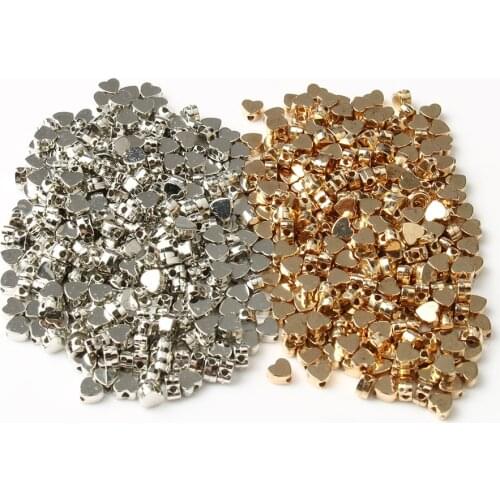 Gold Silver Color Love Heart Shape CCB Plastic Loose Beads for Jewelry Making DIY Handmade Charm Bracelet Necklace Wholesale