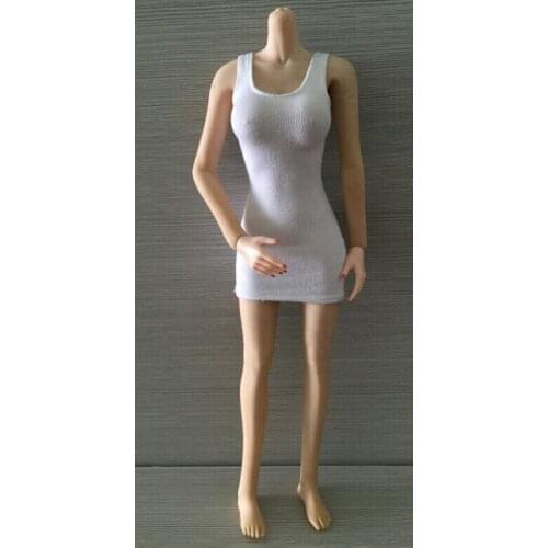 Black/Red/White 1/6 Scale Female Clothes Skirt Dress Package Hip Vest Clothes for 12'' Largest Bust Woman Action Figures Body