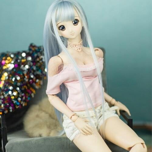 D03-P452 children toy BJD DD SD MSD 1/6 1/4 1/3 dolls clothes Pink off-shoulder top white pants 1pcs