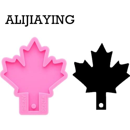 DY0155 Glossy Maple leaf keychain silicone mold DIY Leaves craft keyring pendant for girl jewelry keychains mould