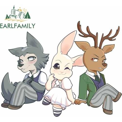 EARLFAMILY 13cm x 10.7cm for Legoshi Wolf Haru Louis Anime Car Stickers Scratch-Proof Decal Personality Bumper Car Assessoires