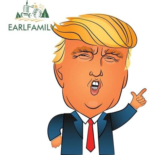 EARLFAMILY 13cm x 9.1cm For Trump Car Stickers Caravan Decal Vinyl Waterproof Motorcycle Sticker Refrigerator Occlusion Scratch