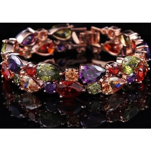 Ekopdee New Brand Fashion Mona Lisa Zircon Bracelet For Women Charm Multi Crystal Bracelets Female Wedding Party Bridal Jewelry