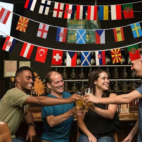 Euro 2021 Bunting 24 European Football Championship Participating Teams Colorful Flag Decor for Garden Restaurant Bar