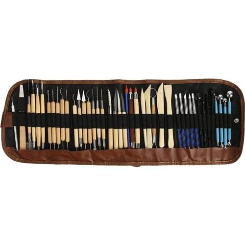 Pottery Clay Sculpting Tools, 43PCS Double Sided Ceramic Clay Modeling Carving Tool Set with Carrying Case Bag Suitable