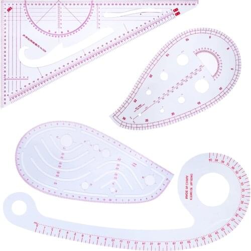 KAOBUY 4pcs/set Metric Ruler Set Sewing Ruler Set French Curve Pattern Grading Ruler Dressmaking Drawing Drafting