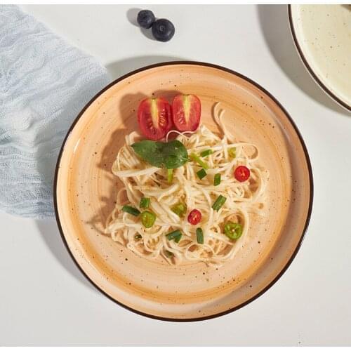 Leo Ceramic Hand Painted Thread Dinner Plate Creative Tableware European Western Style Steak Pasta Plate Pizza Plate Household