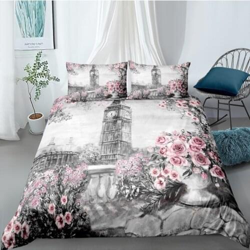 Scenery Building Bedding Set Luxury Printed Home Comforter Covers Twin Full Queen King Size Duvet Cover Set Housse De Couette