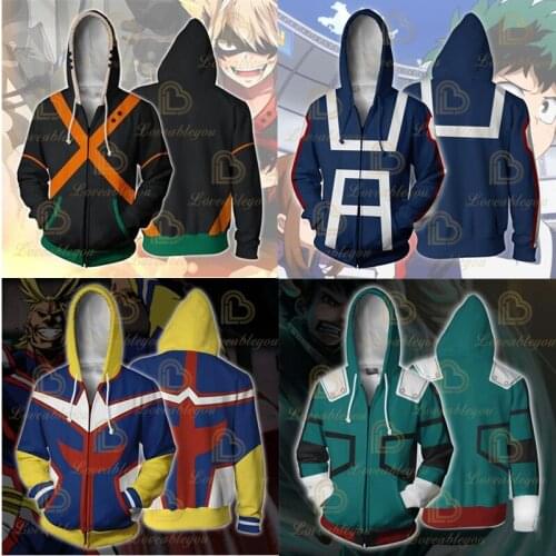 Boku No My Hero Academia Anime Printing Bakugou Todoroki Shoto Cosplay Costumes Hoodies Sweatshirts Spring/Autumn Coat