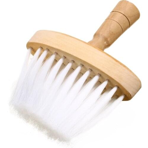 Mayitr 1pc Soft Neck Duster Brushes Wooden Handle Barber Wide Neck Duster Brush for Barber Hair Clean Hairbrush Styling Tools