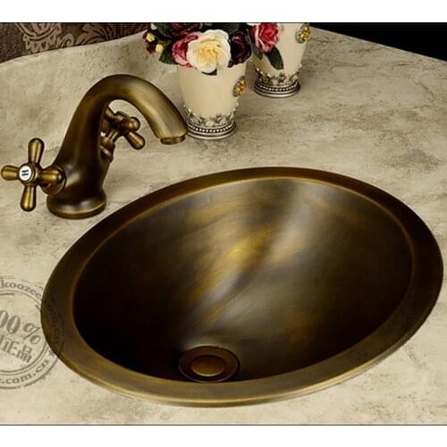 Fashion Wash Basin Bronze Basin Handmade Copper Sink Antique Bronze Basin Brass Counter Basin