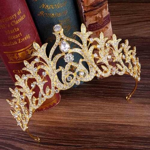 Fashion New Bride Alloy Rhinestone Crown Seaweed Leaf Wedding Accessories Headband Female Jewelry BH