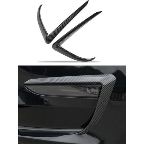 1 Pair Front Blade Trim For Tesla Model 3 2017 - 2021 Fog Lamp Frame Accessories ABS Carbon Fiber Car Accessories