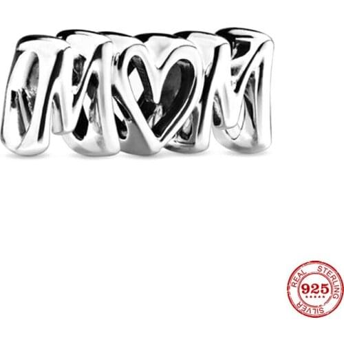 New Original Silver Color Mom Diy Bead Fit European Pandora Charms Bracelet Bangles Diy Jewelry P113