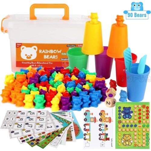 Montessori Educational Toys Counting Bear Sorting Match Game Montessori Toys Rainbow Color Sort Sensory Toys for 1 2 3 Years