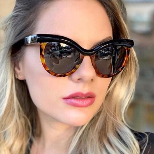 2021 New Fashion Sexy Leopard Cat Eye Sunglasses Women Brand Designer Vintage Driving Sun Glasses Female Oculos De Sol UV400