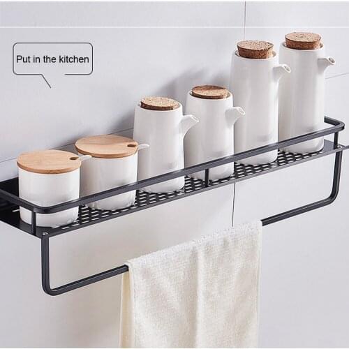 Bathroom Shelf Aluminum Wall-Mounted Shampoo Shower Storage Shelves Towel Rack Bar Bath Kitchen Toilet Organizer Accessories