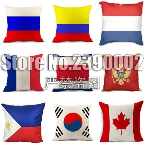 National flag Print Polyester Decorative Pillows Case Belgium Poland Germany France Netherlands Canada Cushion Cover Home Decor