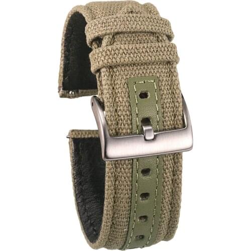 Hemsut Canvas Watch Bands Premium Material Quick Release Green Quality Nylon Watch Straps Steel Buckle 18mm 20mm 22mm 24mm