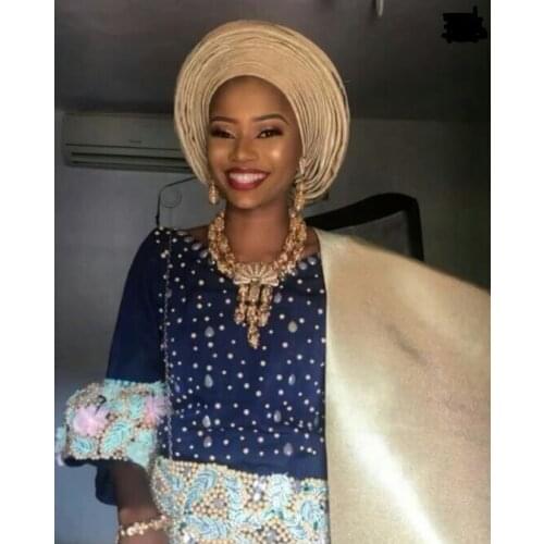 Fabulous Copper Gold African Beaded Chunky Bib Statement Necklace Set African Women Jewelry Set Dubai Bridal Jewelry Set WE217