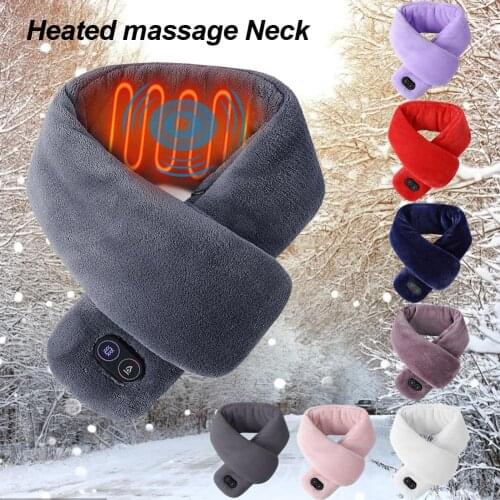 Smart Heating Scarf Vibration Massage Neckerchief For Winter Outdoor Sport Cycling Neck Warmer Scarf With 3 Gears Temperature