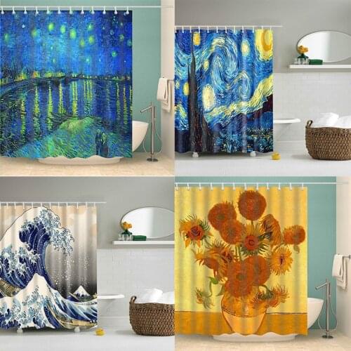 3D Print Painting Shower Curtain Bathroom Waterproof Polyester Bath Curtain Color Bath Decor Curtains With Hooks Flower Curtain