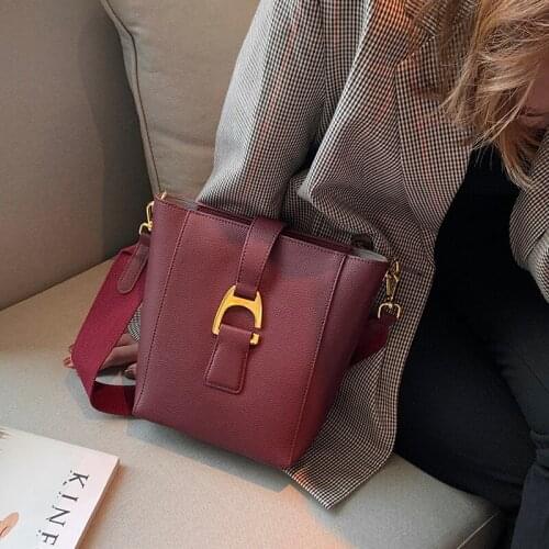 WOONAM Women Fashion Bag Top Hide Genuine Calf Leather Small Bucket Shoulder Cross Body Bag WB1135