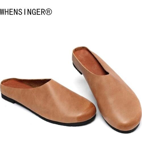 NEW flat shoes women Genuine Leather Slip On Round Toe Breathable Sewing thread drive zapatos mujer 2019 women shoes