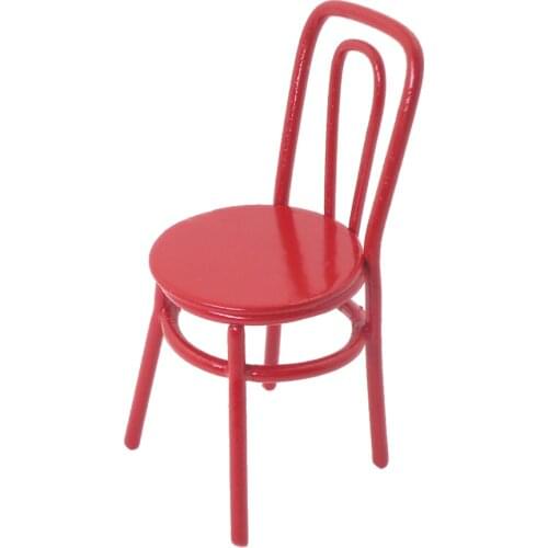 1:12 Mini Chair Dollhouse Miniatures Red Alloy Chair for Any Doll Rooms Baby doll Accessories Ornament Baby Toys girls Gift