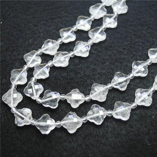 1 String 24PCS Nature White Crystal Beads Clover Shape Size 13MM For Fashion Women Bracelets Making DIY Jewelry Accessories Top