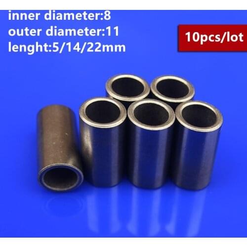 10pcs/lot Inner Diameter 8mm Outer Diameter 11mm Lenght 5/14/22mm Powder Metallurgy Iron Base Bushings Shaft Sleeve