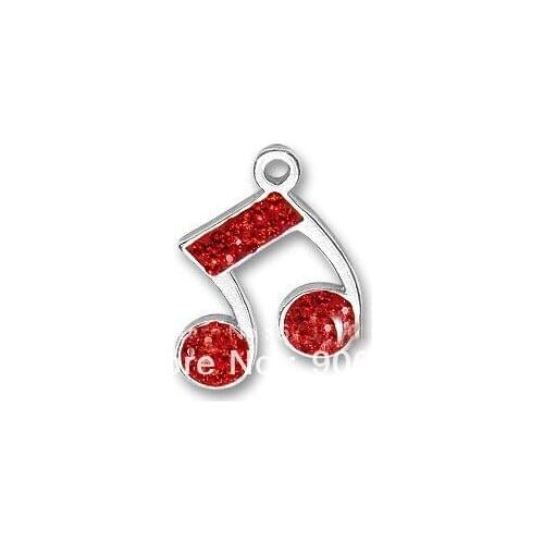 100pcs a lot fashion high quality silver plating red music note charms