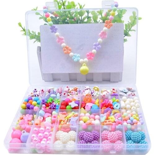 500pcs DIY Hands-on Children String Beads Toy Girl Handmade Puzzle Plastic Wearing Beads Necklace Gifts