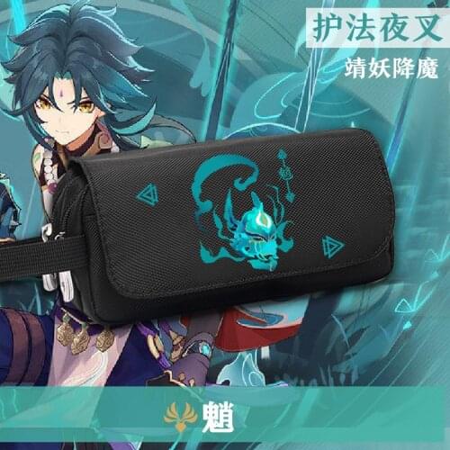 Anime Game Genshin Impact Xiao Anime Pen Bag Fashion Student High Capacity Pencil Case Storage Bag Stationery Cosplay Gifts