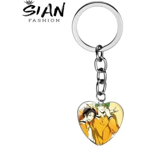 SIAN Anime Kuroko No Basuke Heart Shaped Keychains Men Women Fashion Metal Glass Cabochon Car Key Long Pendant Jewelry Trinkets